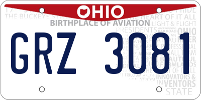 OH license plate GRZ3081