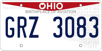 OH license plate GRZ3083