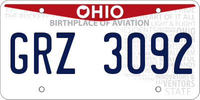 OH license plate GRZ3092