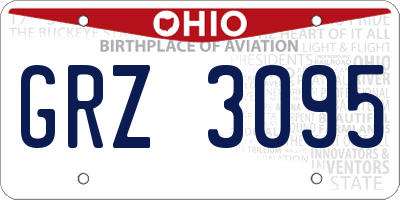 OH license plate GRZ3095