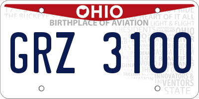 OH license plate GRZ3100