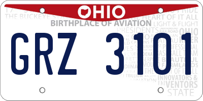 OH license plate GRZ3101