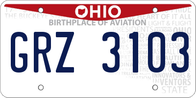 OH license plate GRZ3103