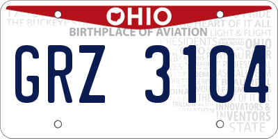 OH license plate GRZ3104