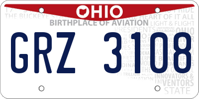 OH license plate GRZ3108