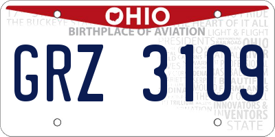 OH license plate GRZ3109