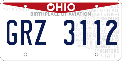OH license plate GRZ3112