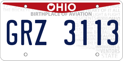 OH license plate GRZ3113