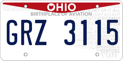 OH license plate GRZ3115