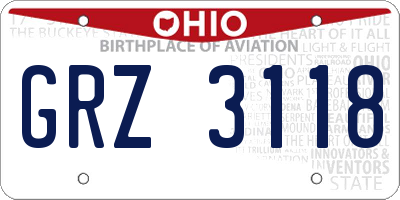 OH license plate GRZ3118