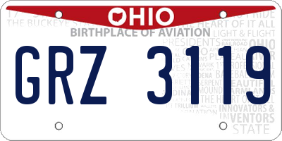 OH license plate GRZ3119