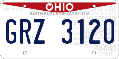 OH license plate GRZ3120