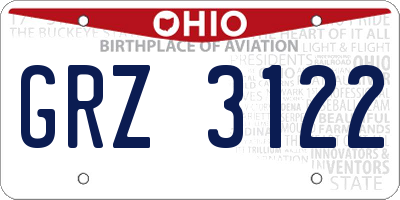 OH license plate GRZ3122