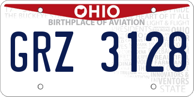 OH license plate GRZ3128