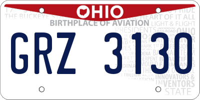 OH license plate GRZ3130