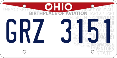 OH license plate GRZ3151