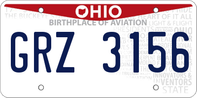 OH license plate GRZ3156