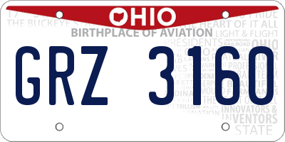 OH license plate GRZ3160