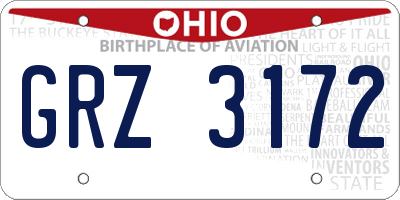 OH license plate GRZ3172