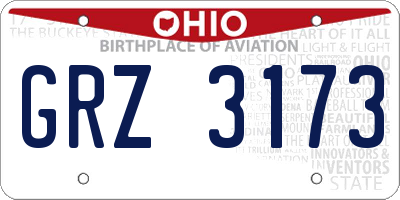 OH license plate GRZ3173