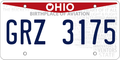 OH license plate GRZ3175