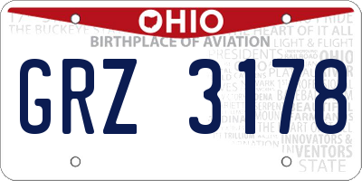 OH license plate GRZ3178