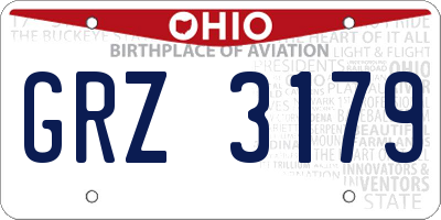 OH license plate GRZ3179