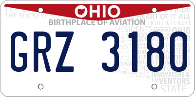 OH license plate GRZ3180