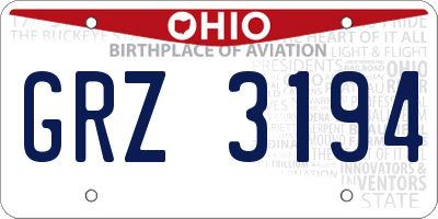 OH license plate GRZ3194