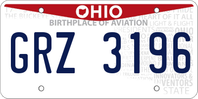 OH license plate GRZ3196