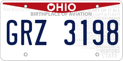OH license plate GRZ3198