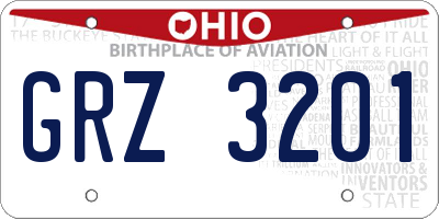 OH license plate GRZ3201