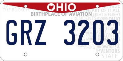 OH license plate GRZ3203