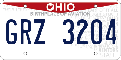 OH license plate GRZ3204