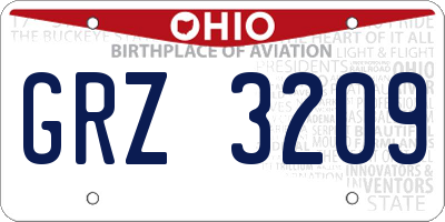 OH license plate GRZ3209