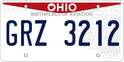 OH license plate GRZ3212