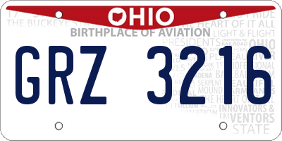 OH license plate GRZ3216