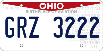 OH license plate GRZ3222