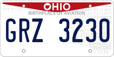 OH license plate GRZ3230