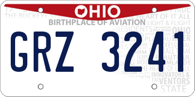 OH license plate GRZ3241