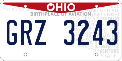 OH license plate GRZ3243