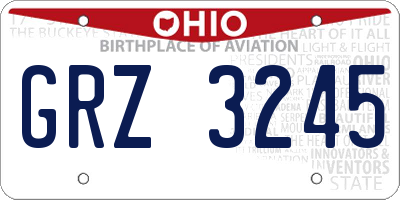 OH license plate GRZ3245