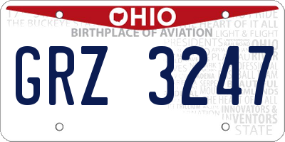 OH license plate GRZ3247