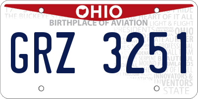 OH license plate GRZ3251