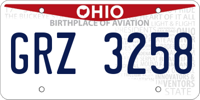 OH license plate GRZ3258