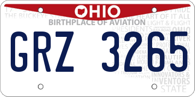 OH license plate GRZ3265