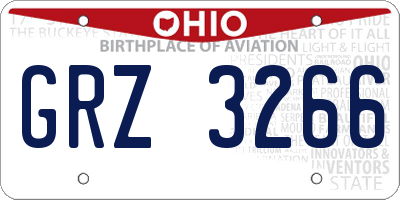 OH license plate GRZ3266