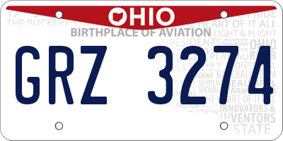 OH license plate GRZ3274