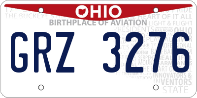 OH license plate GRZ3276