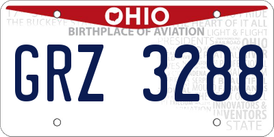 OH license plate GRZ3288